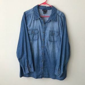Plus size denim button down